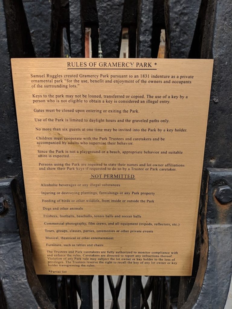 Gramercy Park Rules