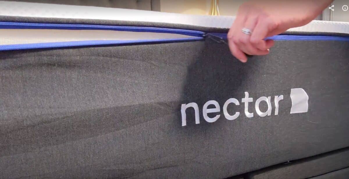 Close-up of Nectar mattress zipper photographed by Ben Trapskin for Yawnder