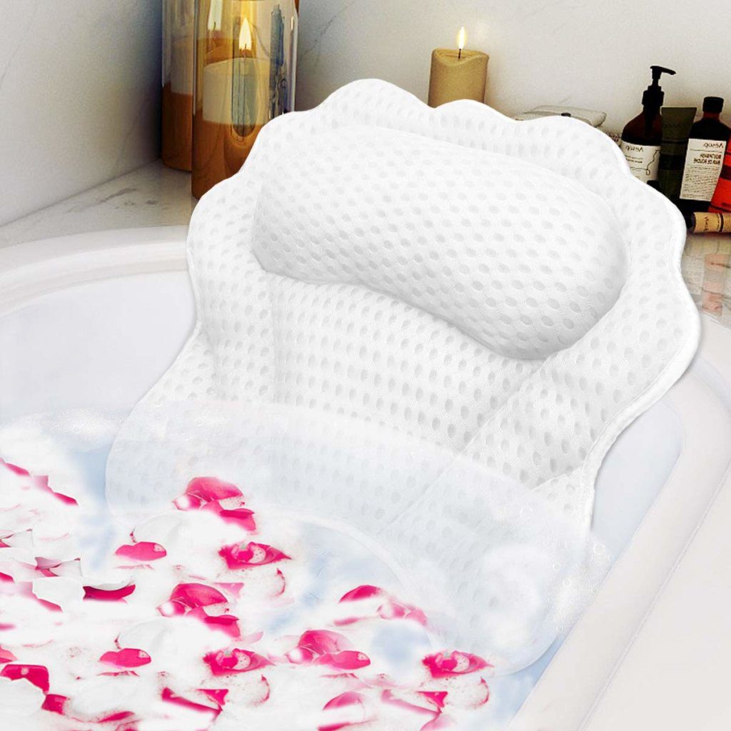 Luxury Bath Pillow Luxury Bathtub Pillow, Ergonomic Bath Pillows for Tub  Neck and Back Support, Bath Tub Pillow Rest 3D Mesh Breathable Bath  Accessories for Women & Men, Spa Pillow with Hooks 