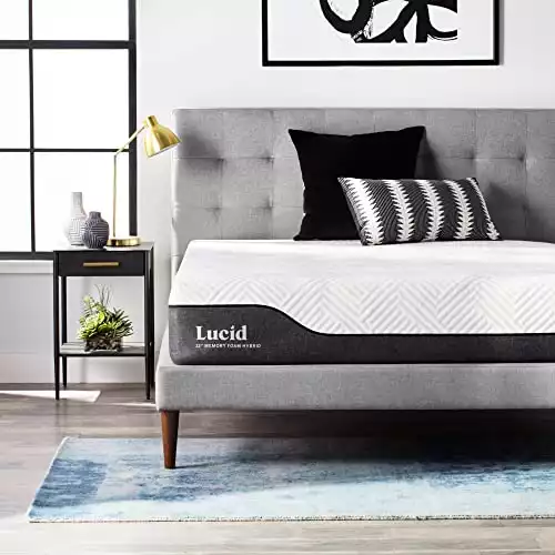 Lucid 12 Inch Hybrid Mattress – Bamboo Charcoal and Aloe Vera Infused- Memory Foam Mattress- Moisture Wicking – Odor Reducing