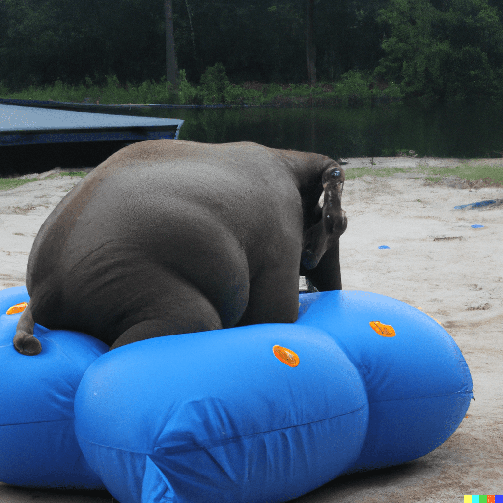 elephant on air mattress