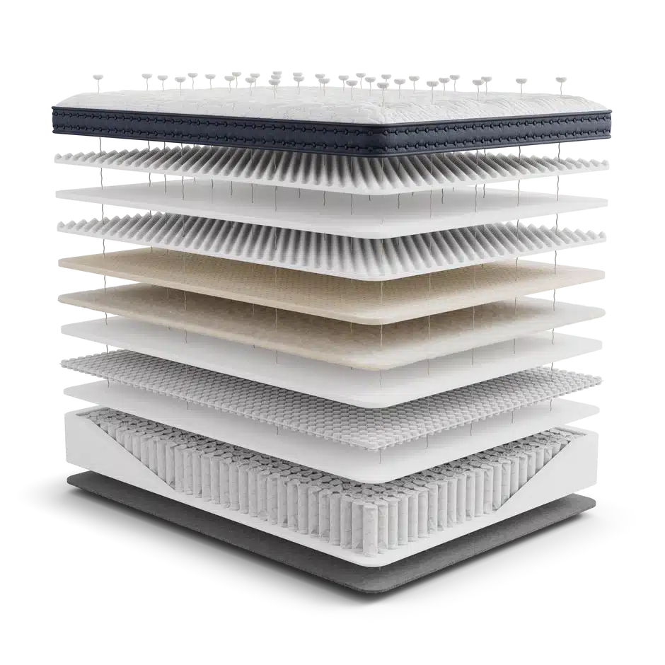M_623_GN_Tradition_Luxe_Medium_ET_14_inch_Queen_Exploded_V1_03_0001 - Yawnder yawnder mattress construction