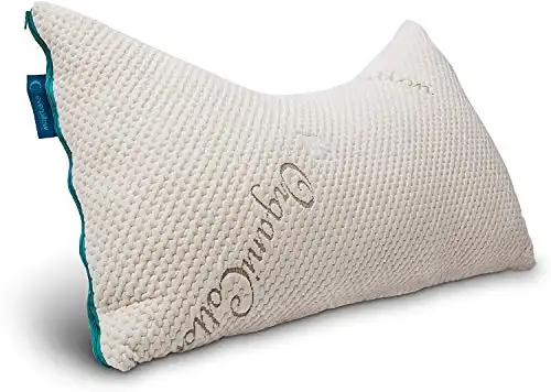 Everpillow by Infinitemoon- Curved Side Sleeper Bed Pillow - Premium Adjustable Fill Pillow - Natural Latex/Tencel/Poly Fill - Organic Cotton Cover - Queen Pillow