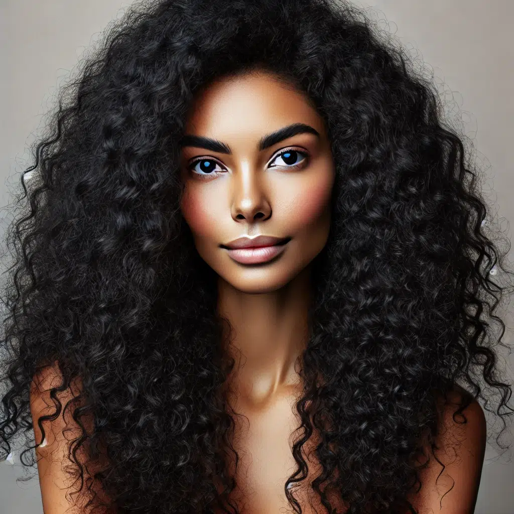 Woman with curly black hair