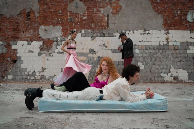 a group of people lying on a mattress