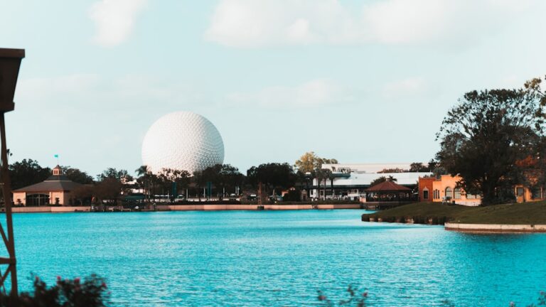 a large white sphere in the distance