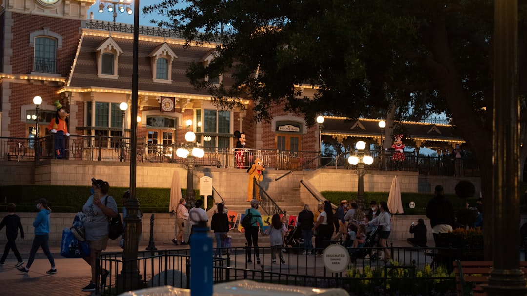 a group of people outside a building