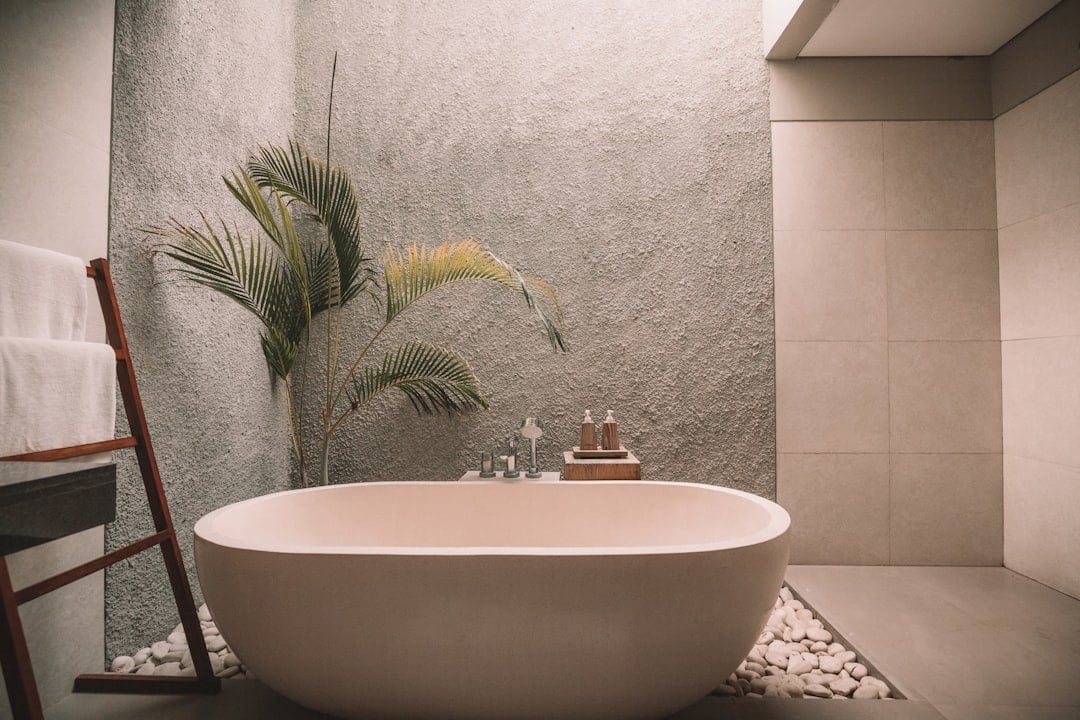 a bathtub in a bathroom