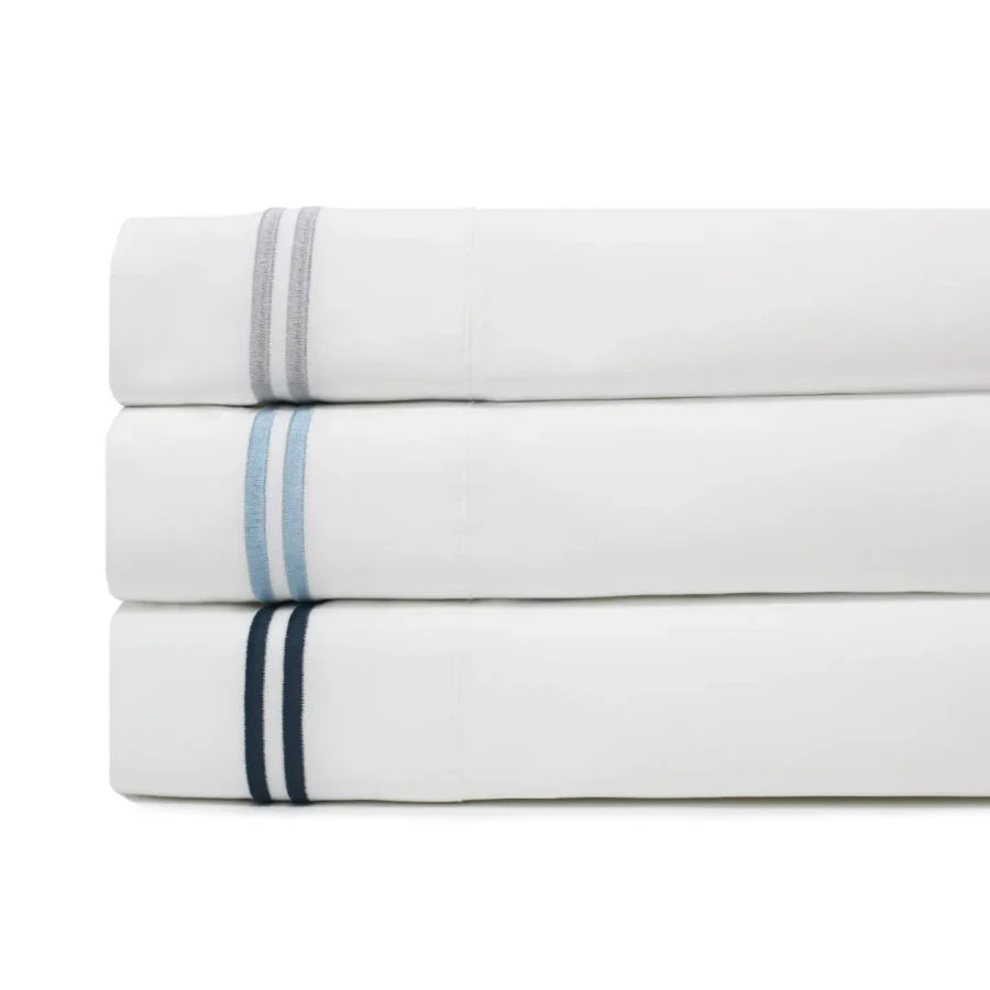 600 Thread Count Double Stripe Embroidered Sheet Set - Image 8