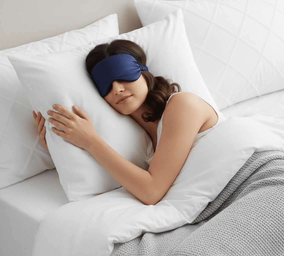 Person resting on a bed, soft daylight