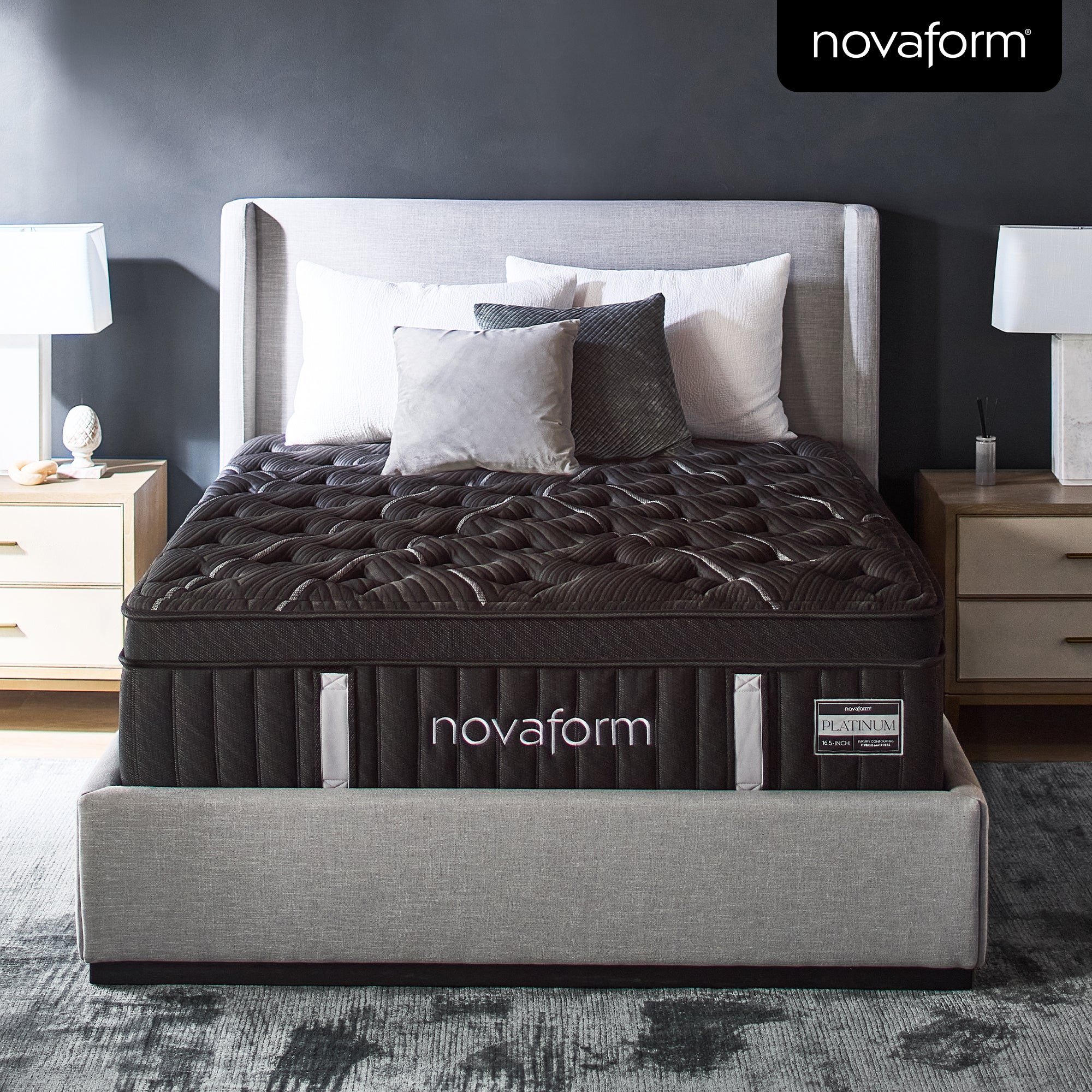 Novaform mattress close up showing comfort layers and quilting