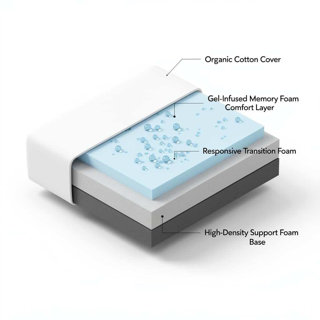 5 Little Monkeys mattress cutaway showing foam layers