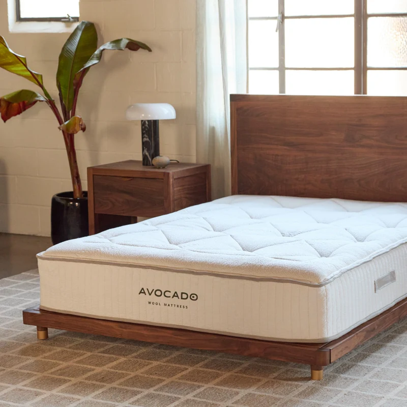 Avocado Wool Mattress in a styled bedroom