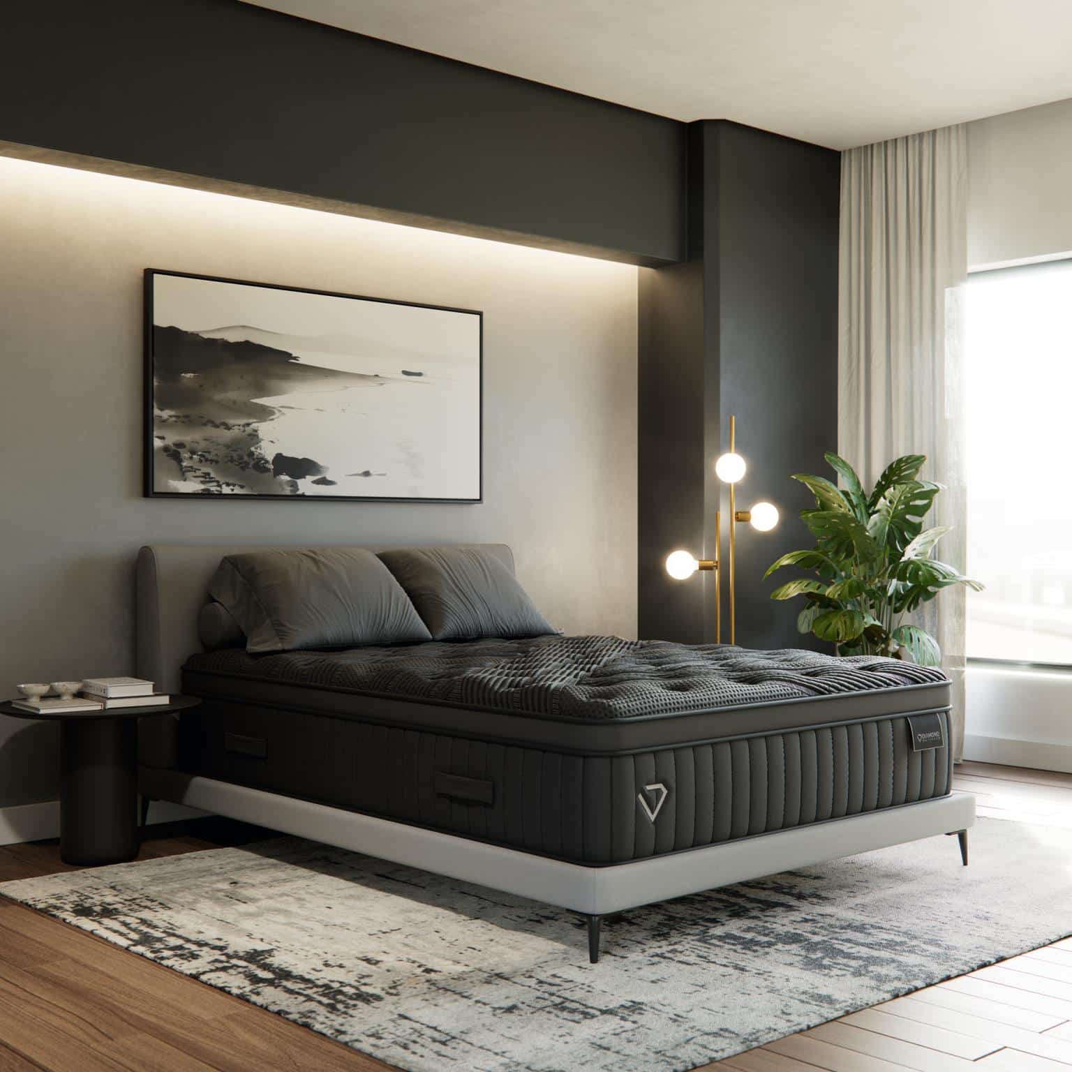 Black Diamond euro-top hybrid photographed in a bedroom setting
