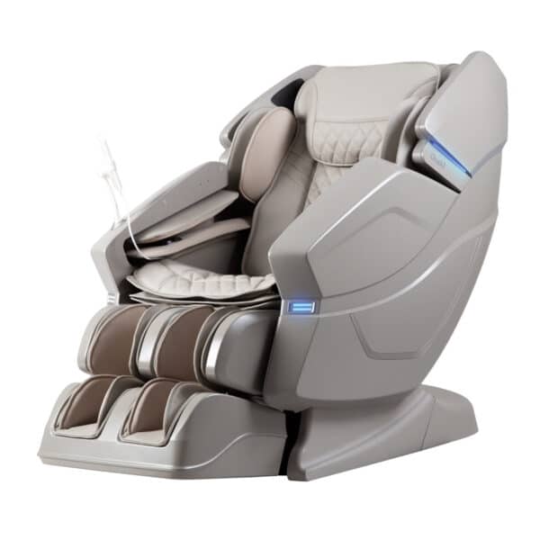 Vito Taupe Large massage chair with quilted light-colored upholstery on white background.