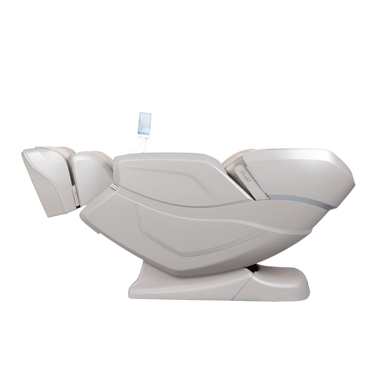 White Osaki Vito massage chair with light gray accents and a small screen