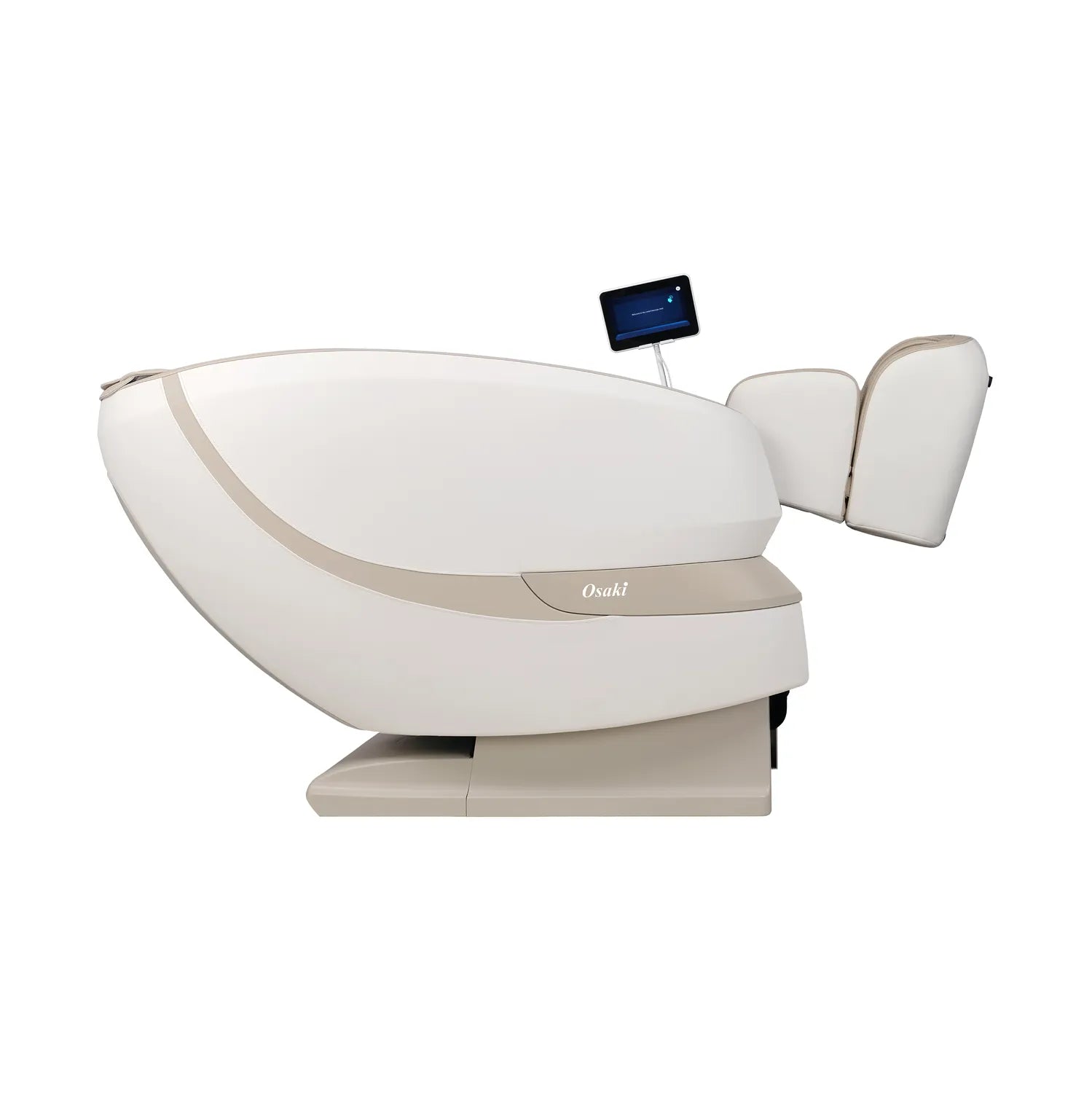 Osaki Oasis white zero gravity massage chair with recline and tablet control screen