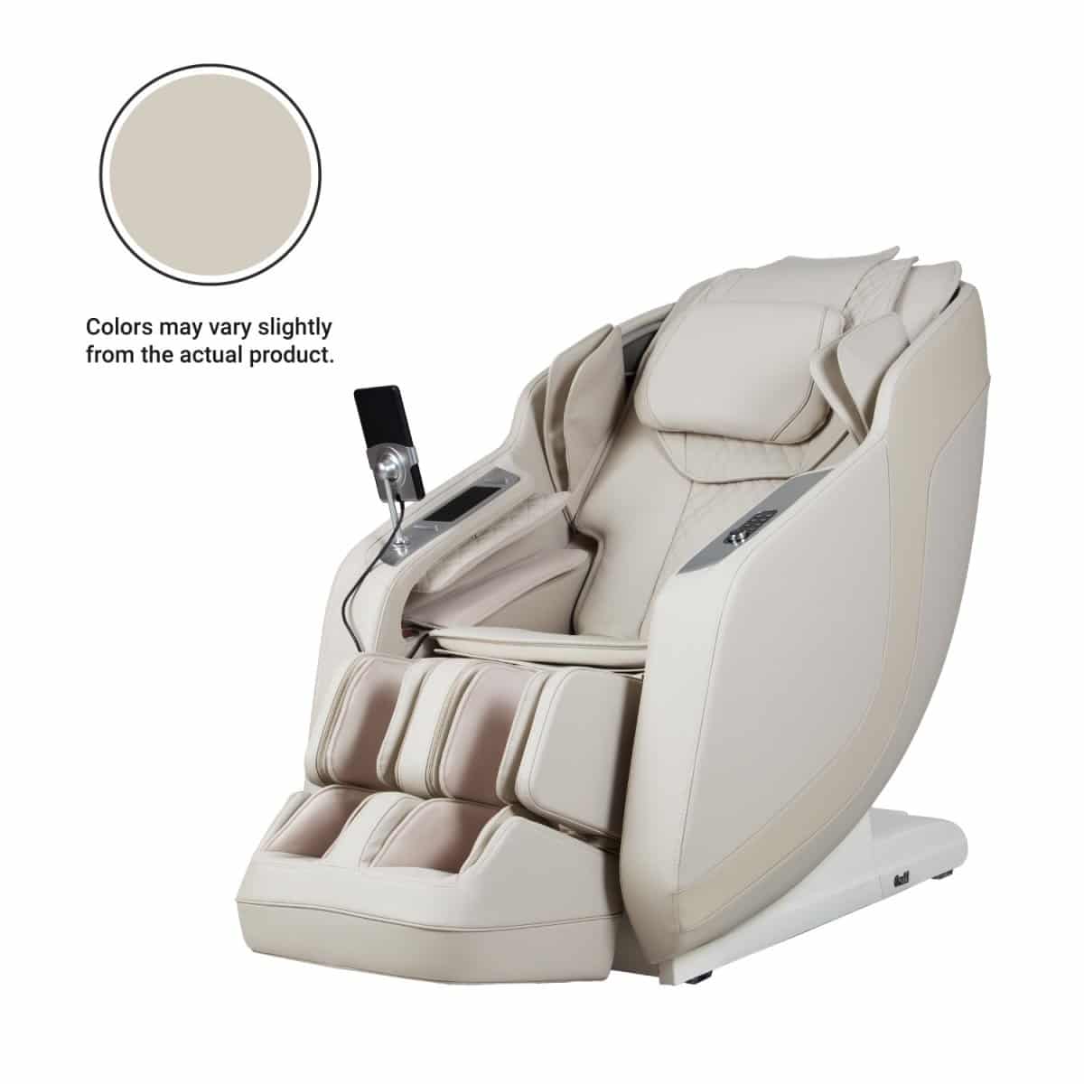 Osaki Helix LE taupe massage chair with footrest and phone holder