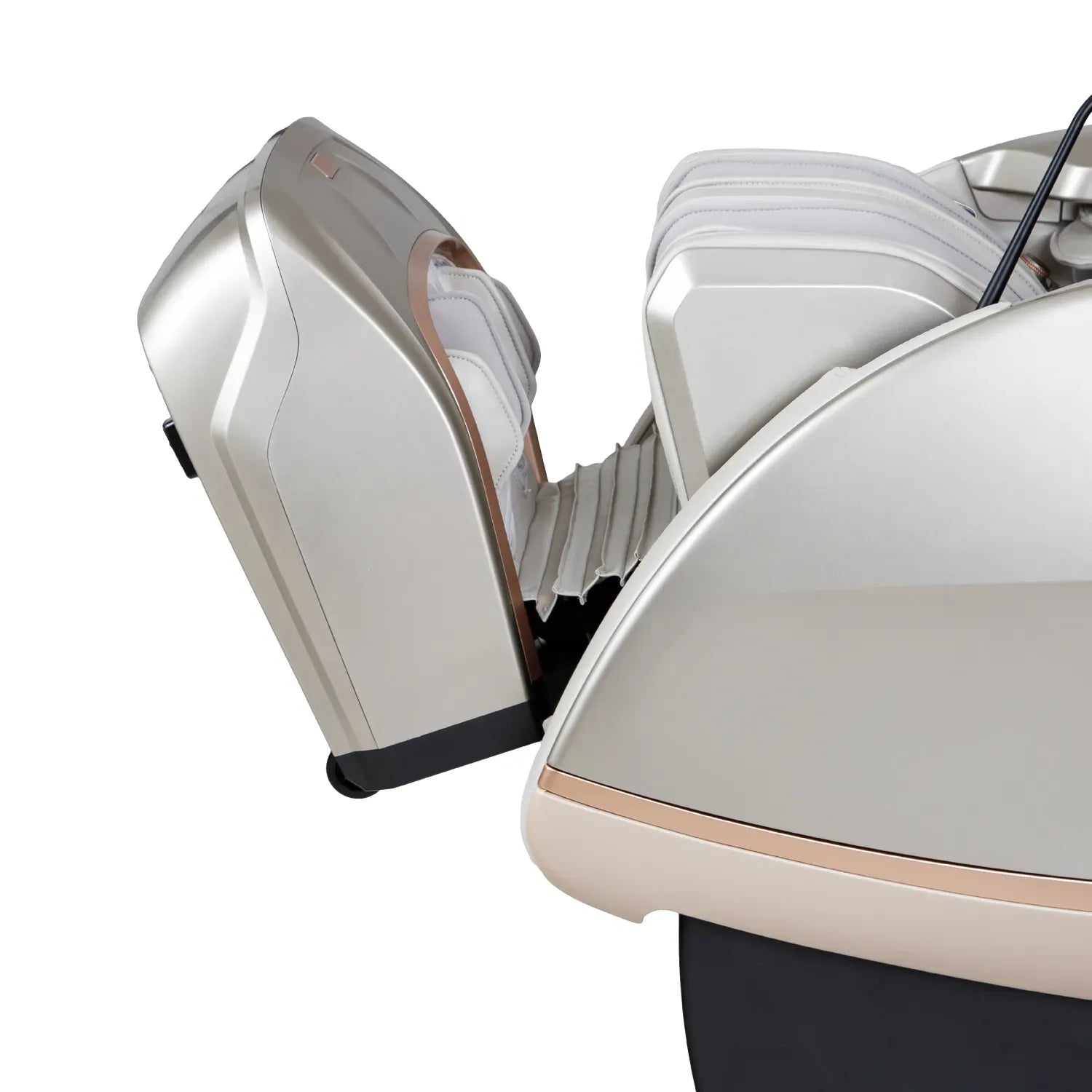 Sapphire 1500px footrest in metallic gray and rose gold on a white background.