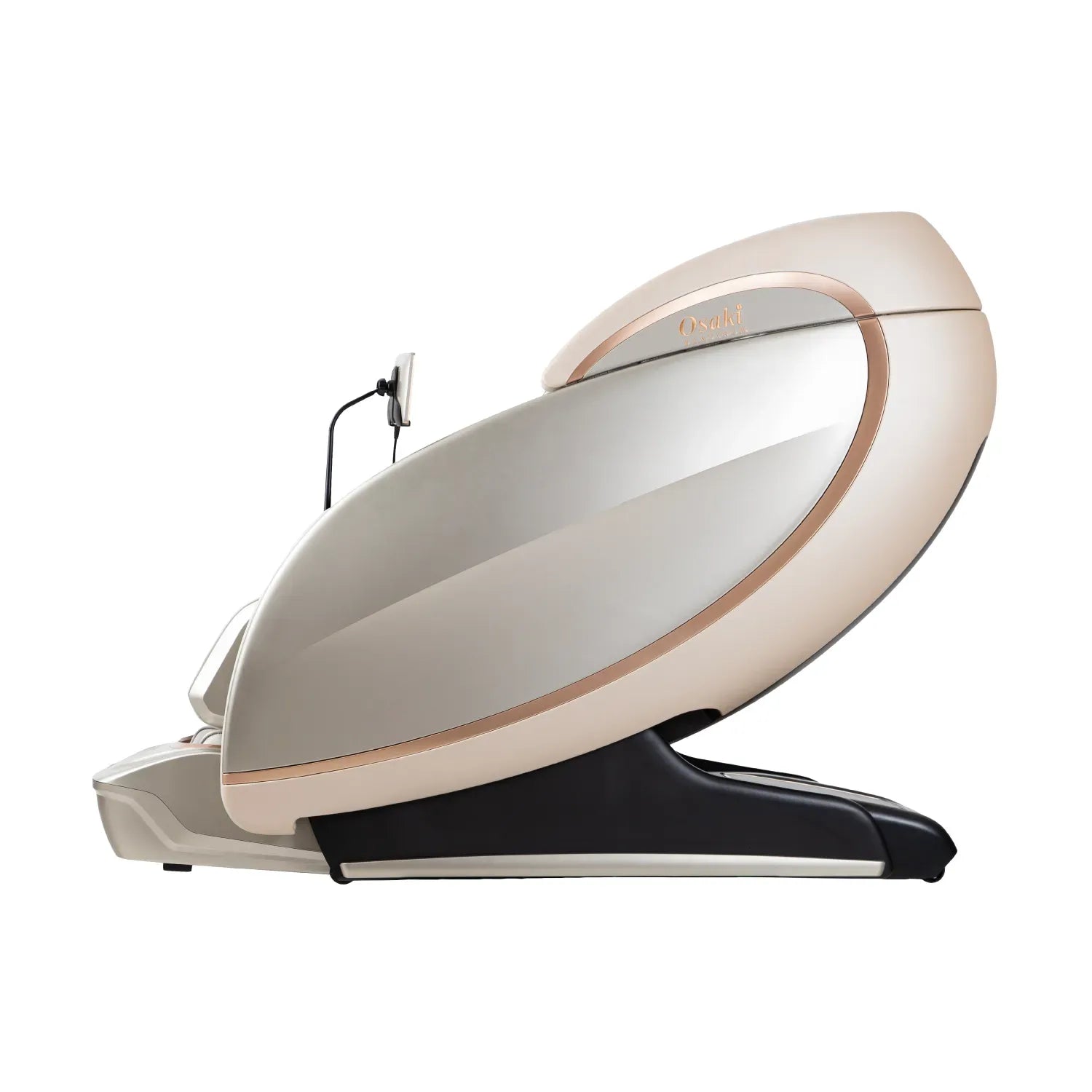 Osaki Sapphire massage chair in beige and rose gold, side view