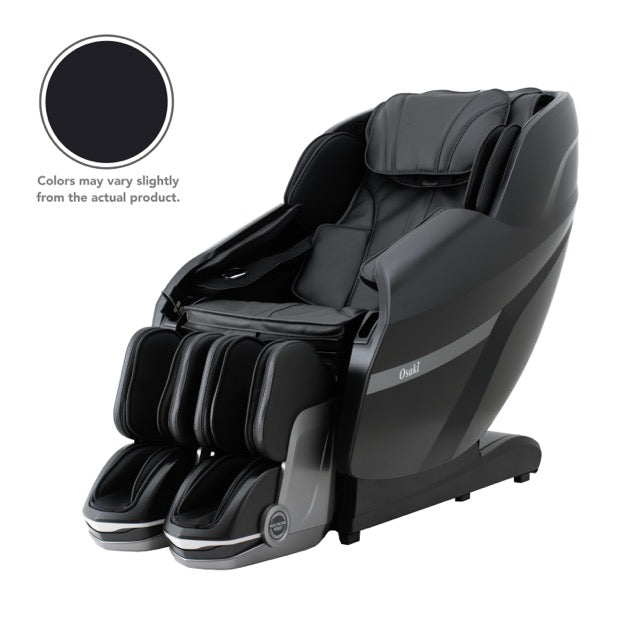 Black Osaki Solo 1500px massage chair with gray accents on a white background.