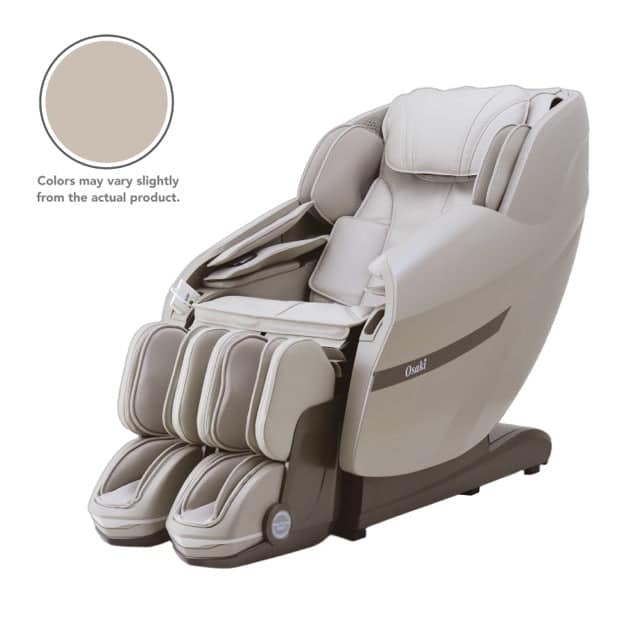 Solo Flex massage chair in a light taupe color with dark accents on a white background.
