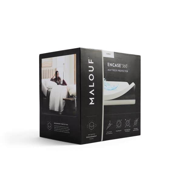 Black box for Malouf Encase 360 Mattress Protector on a white background