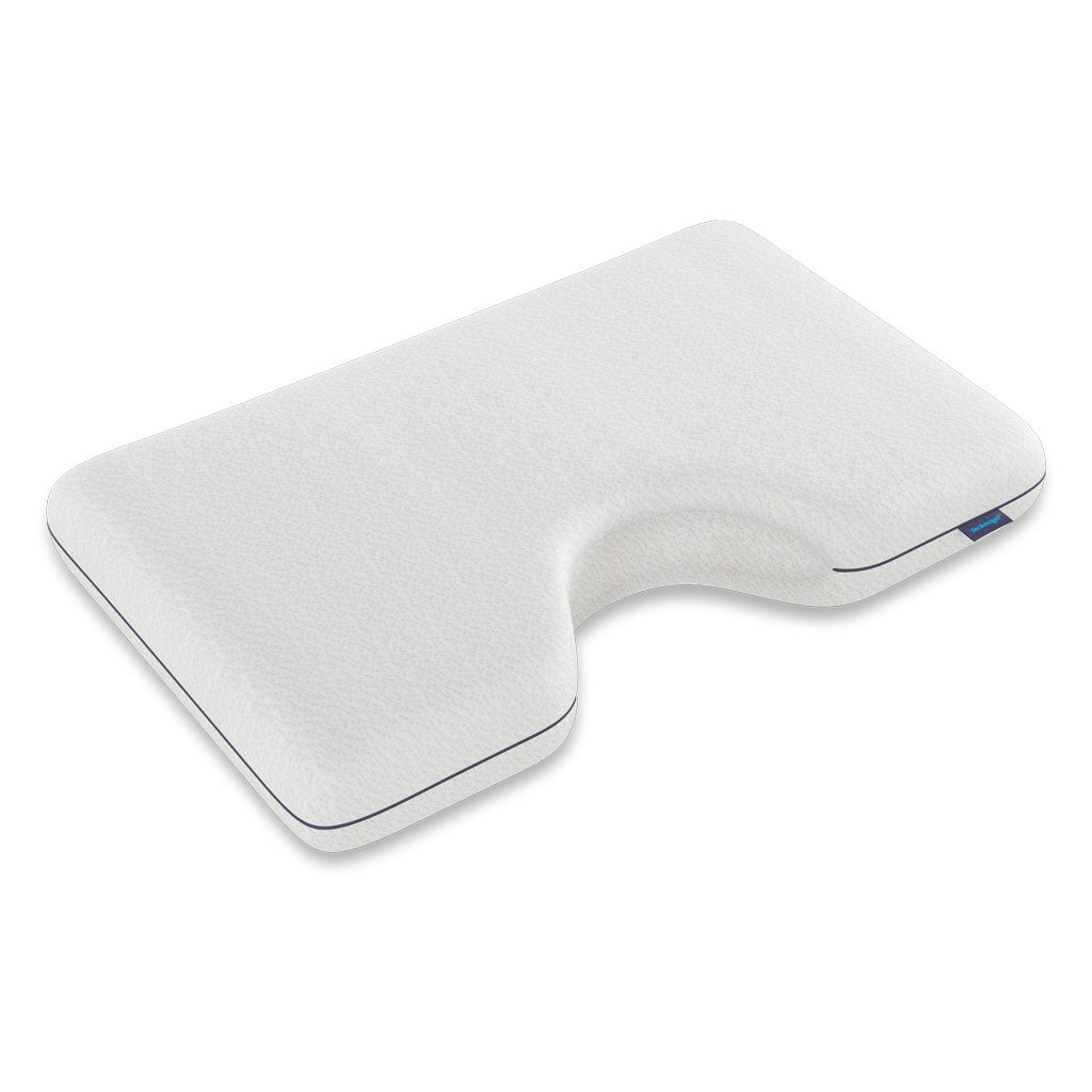 White Technogel Side Sleeper Pillow Medium with a cutout for shoulder comfort