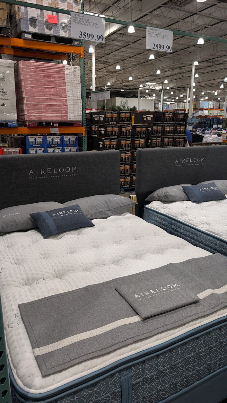 Aireloom Luxetop M Plush queen mattress on display at Costco Memorial Day 2026 sale