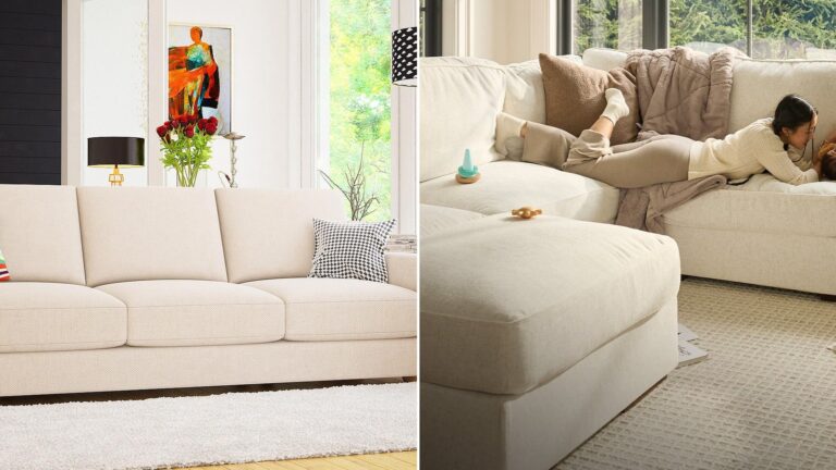 DreamSofa London sofa next to Lovesac Sactional modular sectional