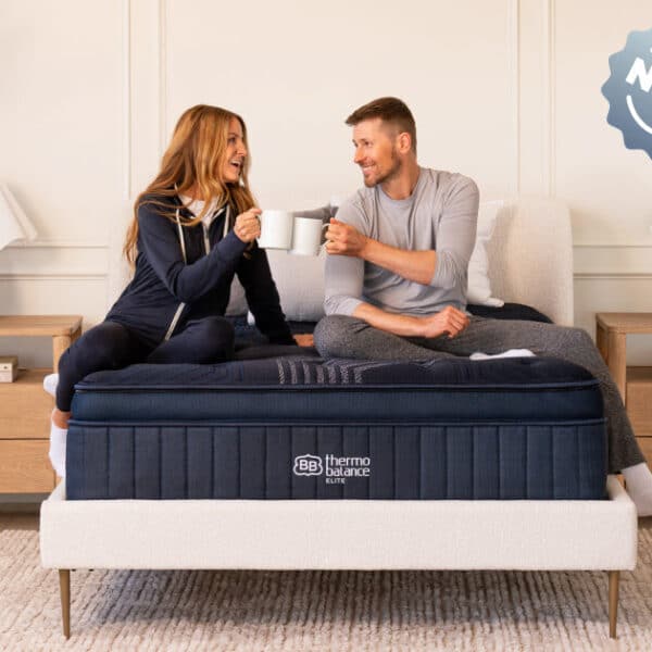 Brooklyn Bedding ThermoBalance Elite mattress with couple sitting on top