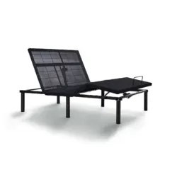 Adjustable black ES200 bed base angled with raised head and foot sections