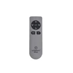 Gray Symphony Sleep ES200 adjustable base remote control with black buttons on a white background
