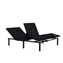 Two black adjustable bed bases, ES200SHK model, with heads and feet elevated.