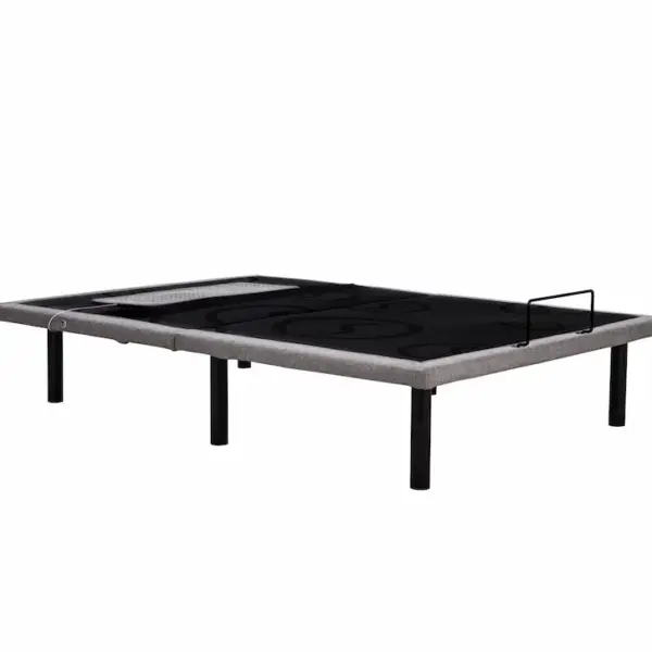 SleepSense Pad on a light gray adjustable bed base with black legs.