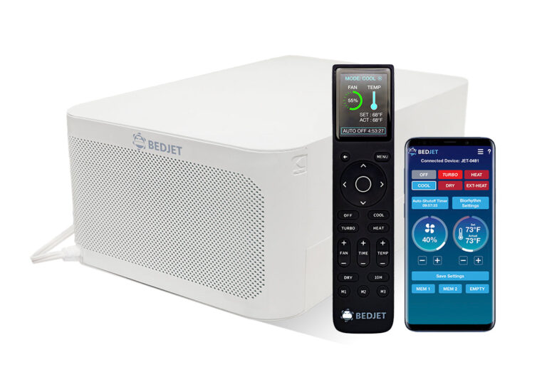 BedJet climate unit positioned beside a bed