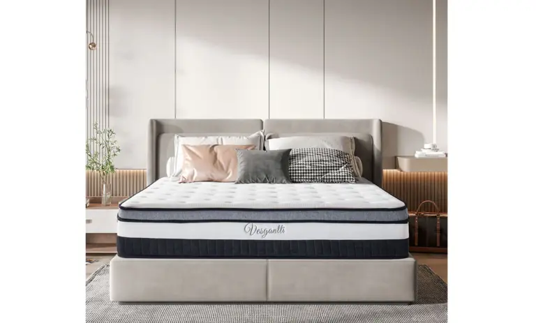 Vesgantti Nova Luxe hybrid mattress on a wood bed frame