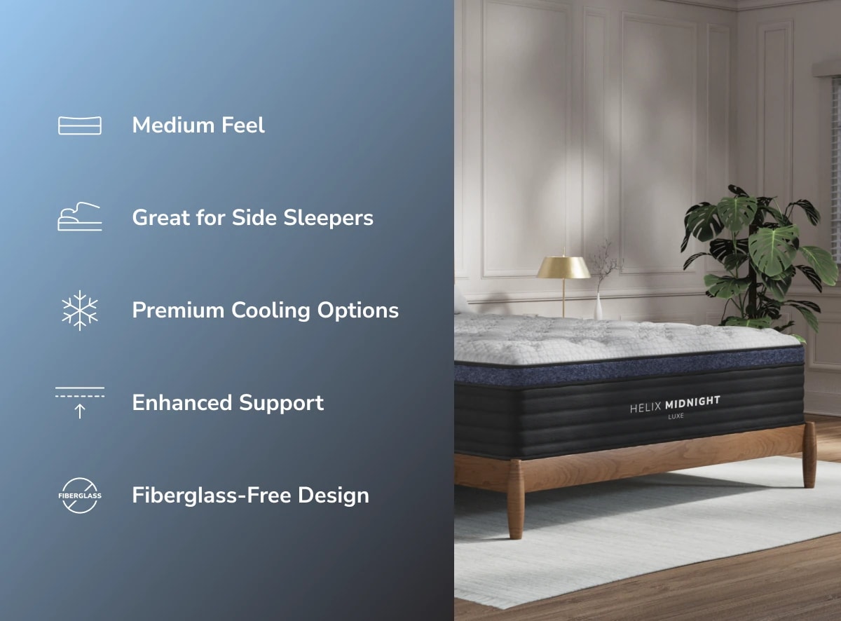 Helix Midnight Luxe quilted pillow top and zoned lumbar support