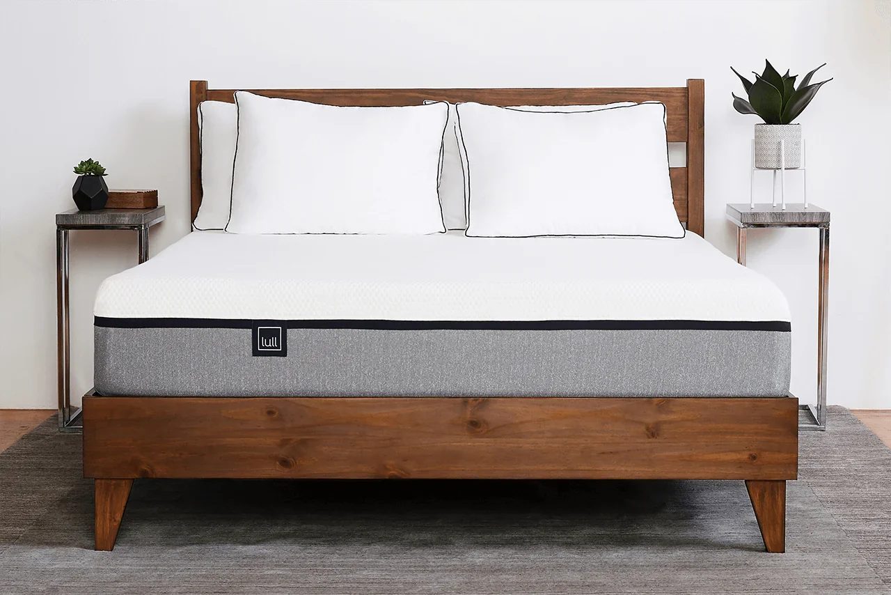 Original Lull memory foam mattress on a platform bed