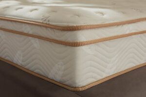 Close-up of the Saatva Classic Euro pillow top and organic cotton cover