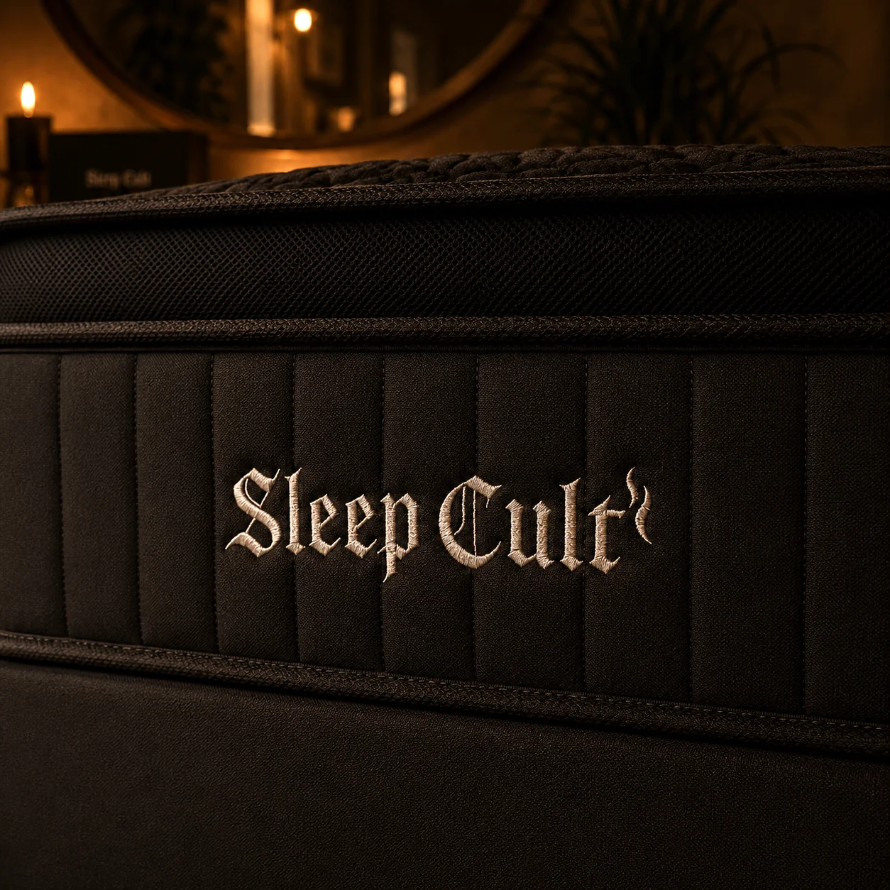 Sleep Cult Hybrid Mattress surface showing perforated airflow mesh panel