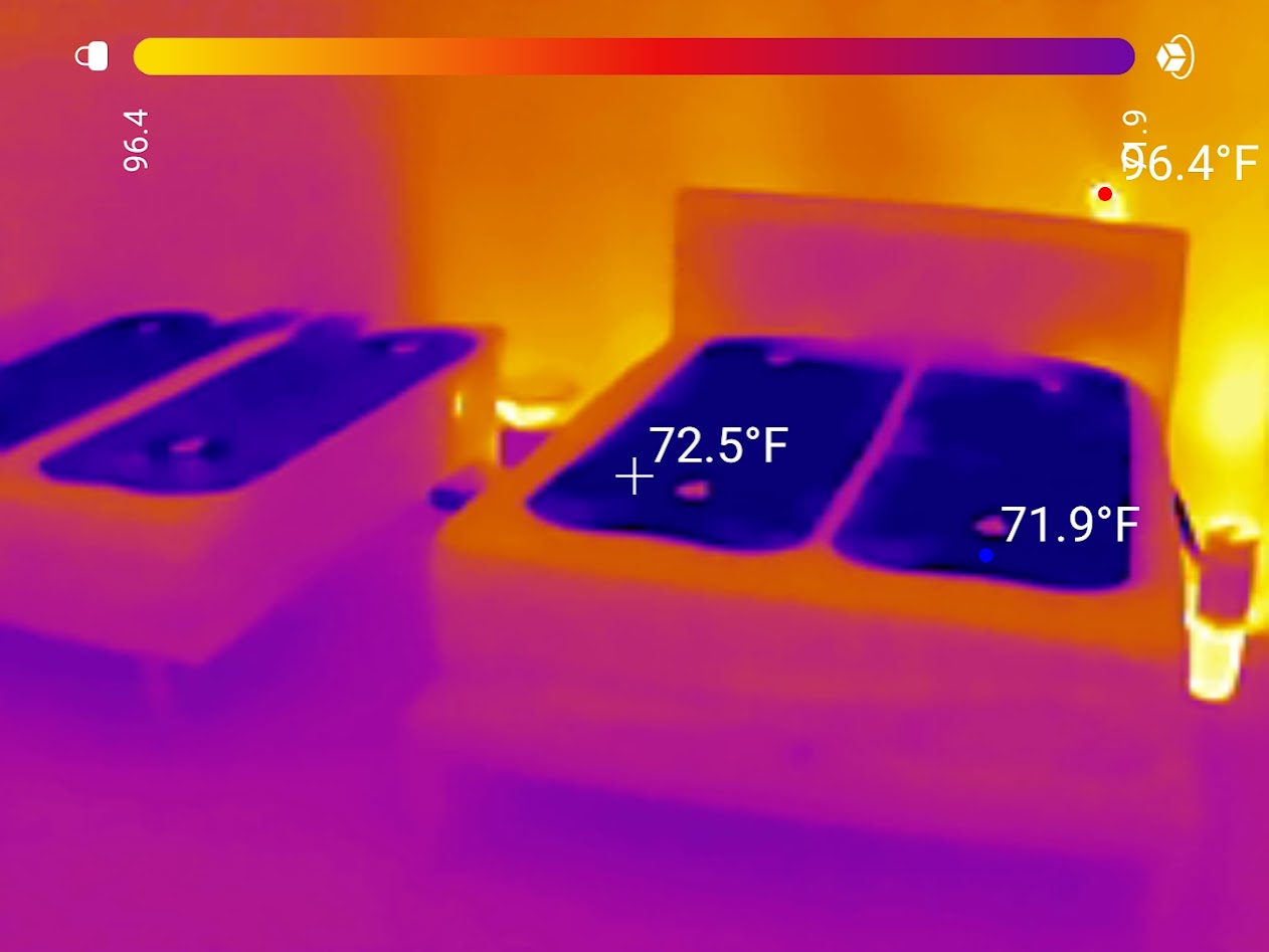 Thermal camera image of the Eight Sleep Pod at its coolest setting