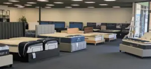 Interior of the Yawnder mattress showroom in Encinitas, California
