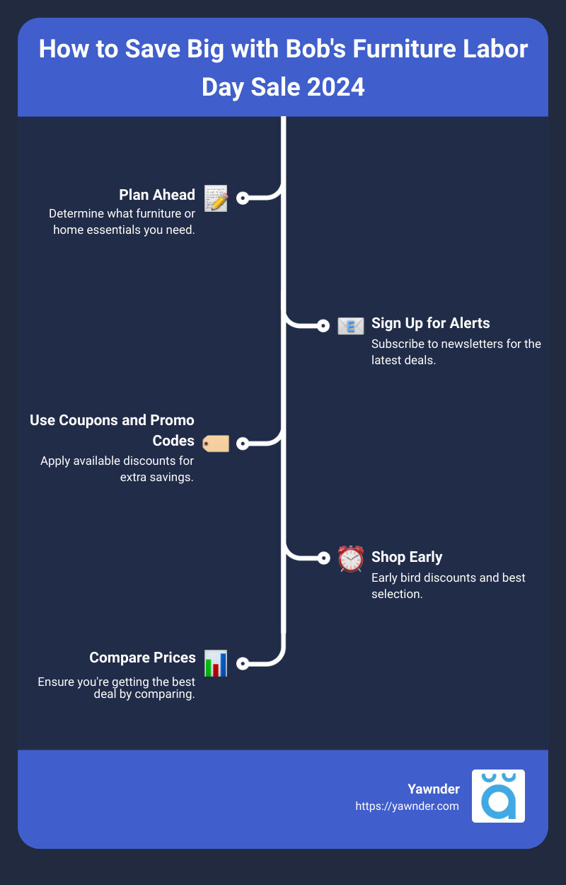 Breaking down Bob's Labor Day savings - Bob's Furniture Labor Day Sale Deals 2026 infographic infographic-line-5-steps Breaking down Bob's Labor Day savings - Bob's Furniture Labor Day Sale Deals 2026 infographic infographic-line-5-steps