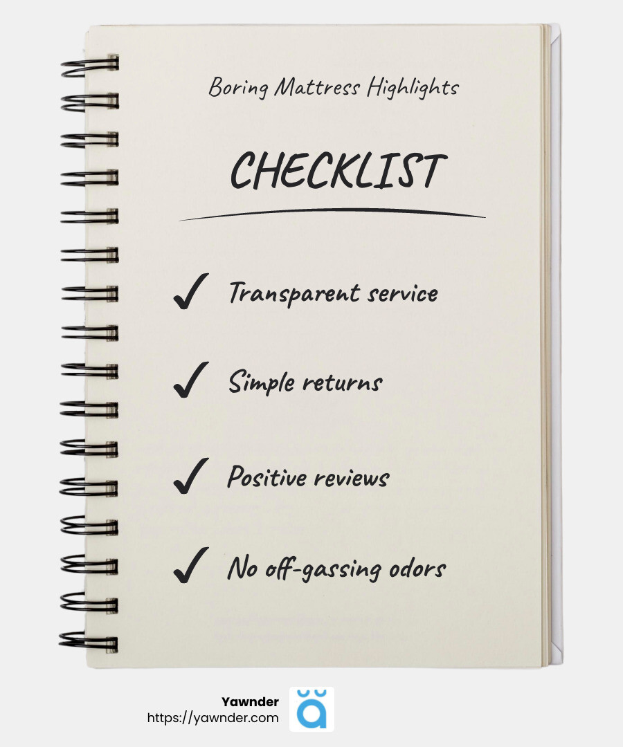 Boring Mattress Co. praised for transparency - Boring vs. Nectar Mattress infographic checklist-notebook