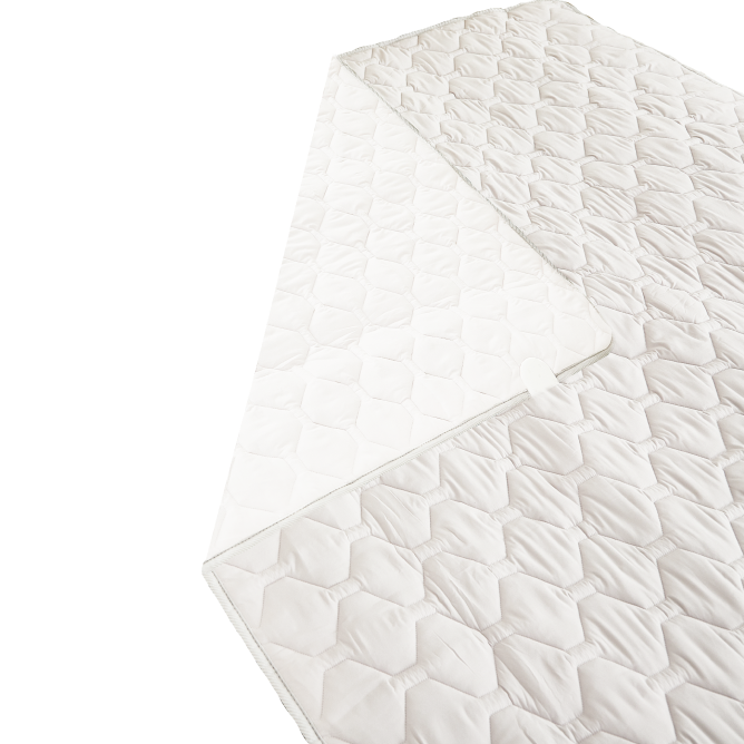 Close view of the HydroSnooze water cooling and heating mattress pad