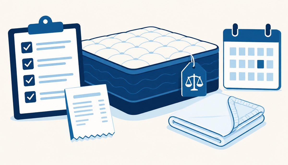 Checklist of what a mattress returns desk inspects