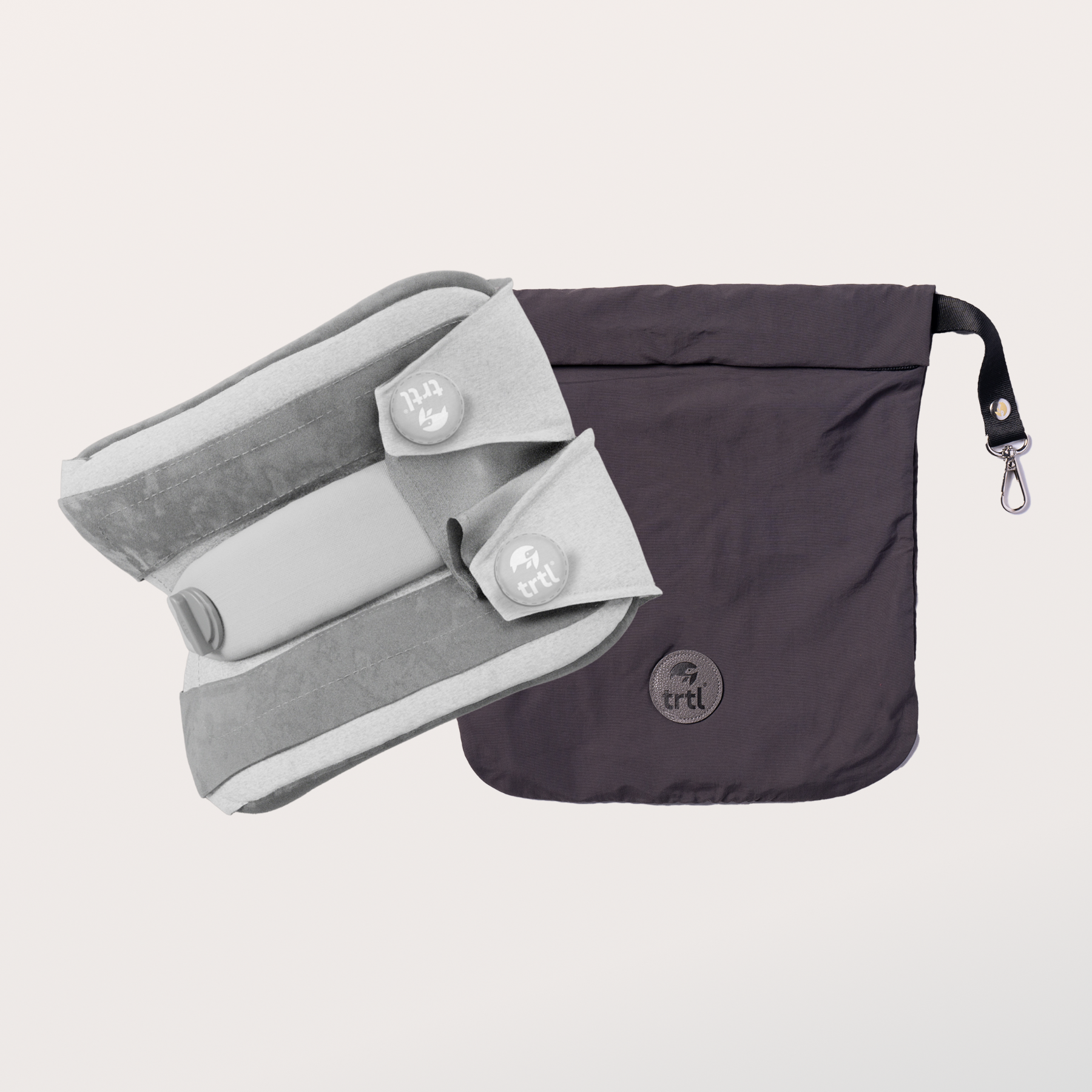 Trtl Pillow Plus in charcoal, a fleece neck wrap with an internal side brace