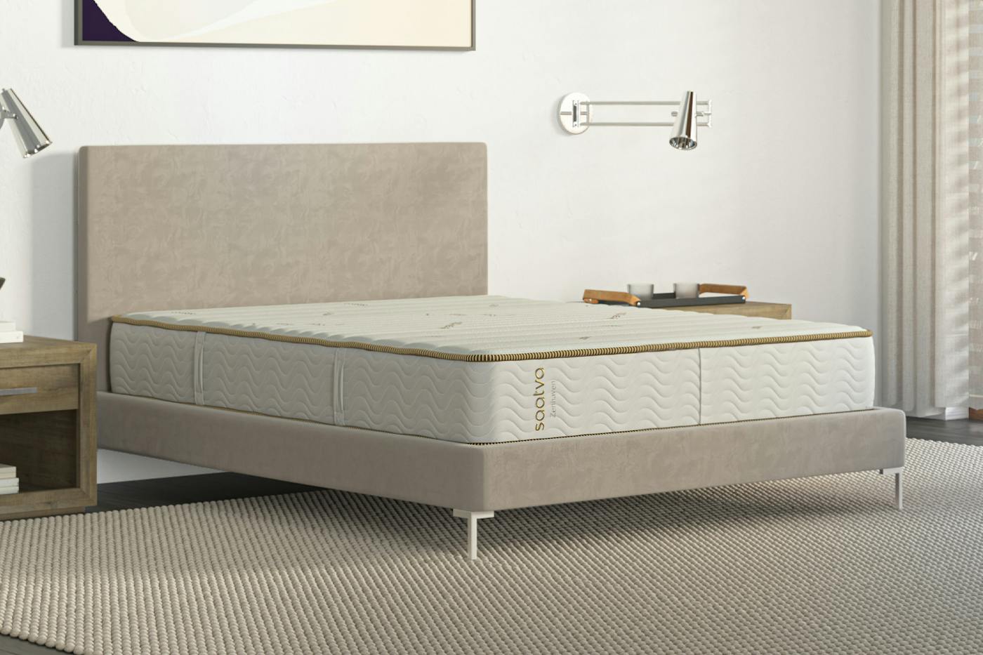 Zenhaven flippable latex mattress seen from an angle
