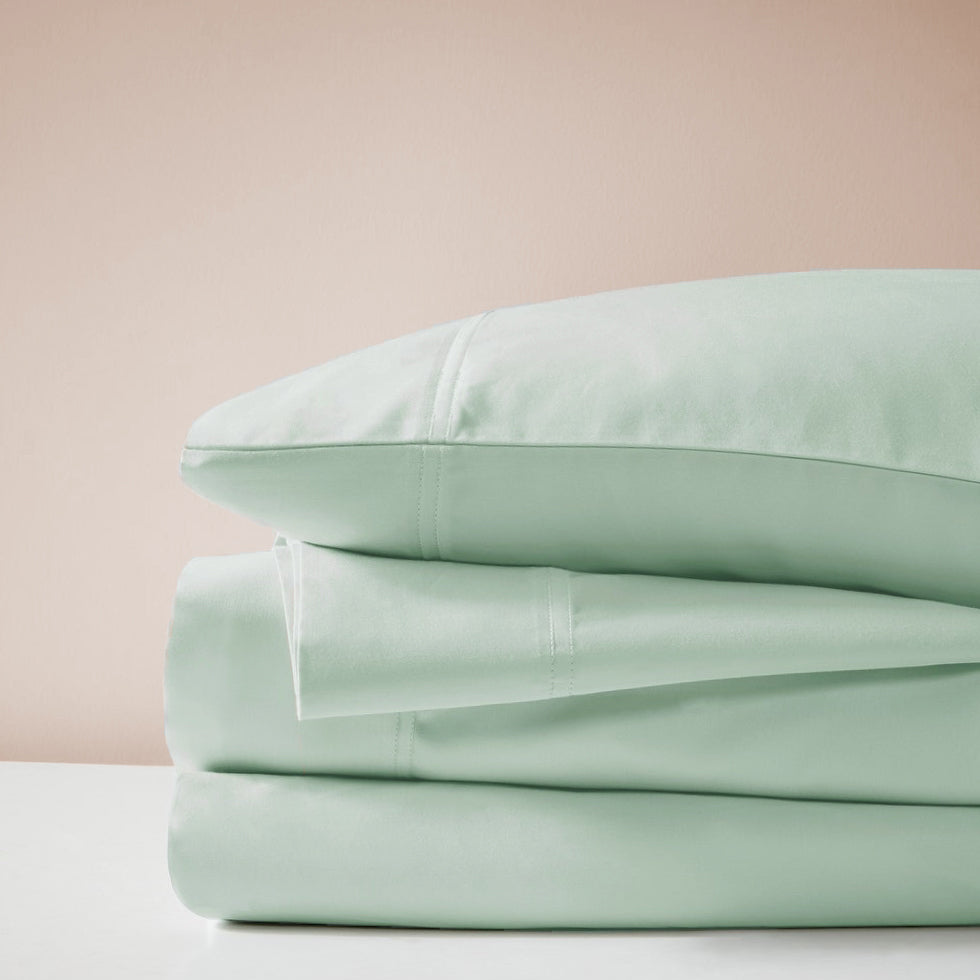 Eucalypso Classic eucalyptus lyocell sheet set folded in light green